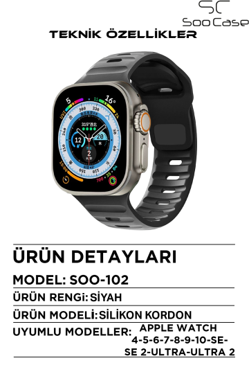 Apple Watch Tüm Seriler Uyumlu Suya Dayanıklı Esnek Silikon Okyanus Kayış Kordon SOO-102 - 11
