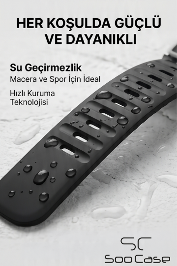 Apple Watch Tüm Seriler Uyumlu Suya Dayanıklı Esnek Silikon Okyanus Kayış Kordon SOO-102 - 13