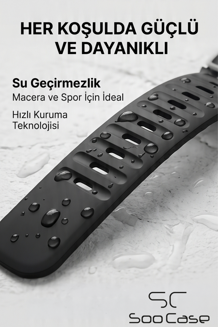 Apple Watch Tüm Seriler Uyumlu Suya Dayanıklı Esnek Silikon Okyanus Kayış Kordon SOO-102 - 13