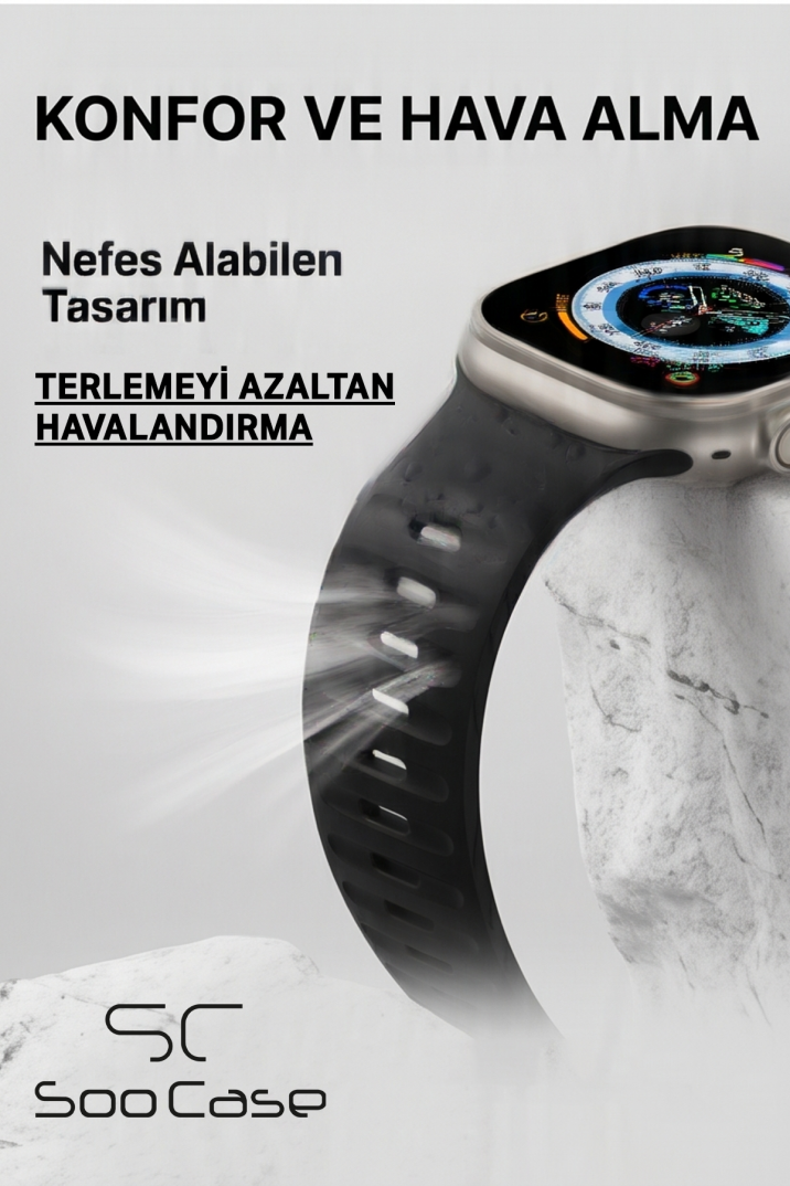 Apple Watch Tüm Seriler Uyumlu Suya Dayanıklı Esnek Silikon Okyanus Kayış Kordon SOO-102 - 14