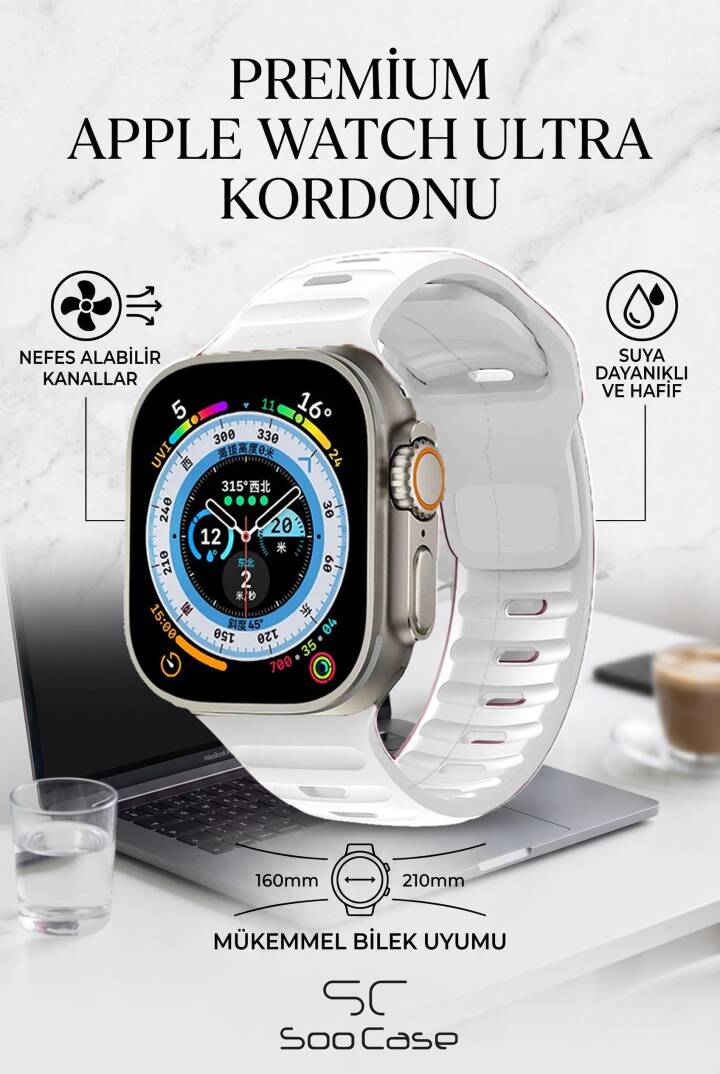 Apple Watch Tüm Seriler Uyumlu Suya Dayanıklı Esnek Silikon Okyanus Kayış Kordon SOO-102 - 18