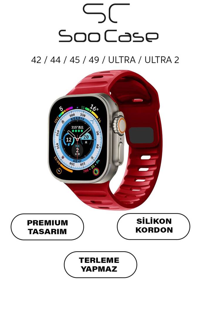 Apple Watch Tüm Seriler Uyumlu Suya Dayanıklı Esnek Silikon Okyanus Kayış Kordon SOO-102 - 19