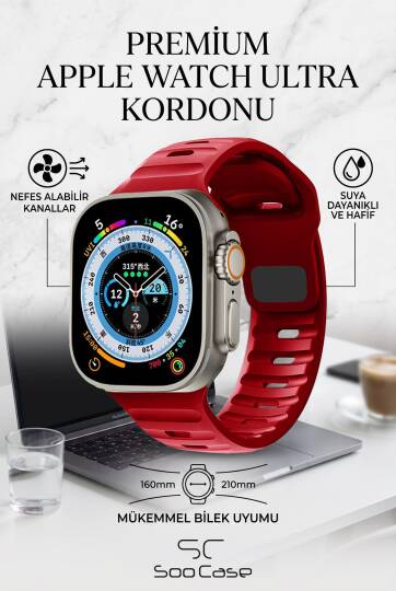 Apple Watch Tüm Seriler Uyumlu Suya Dayanıklı Esnek Silikon Okyanus Kayış Kordon SOO-102 - 21
