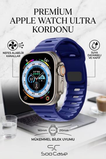 Apple Watch Tüm Seriler Uyumlu Suya Dayanıklı Esnek Silikon Okyanus Kayış Kordon SOO-102 - 24
