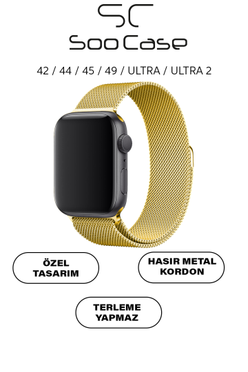 Apple Watch Tüm Serilerle Uyumlu Paslanmaz Çelik Hasır Milanese Kordon SOO-106
