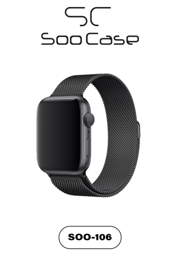 Apple Watch Tüm Serilerle Uyumlu Paslanmaz Çelik Hasır Milanese Kordon SOO-106 - 24