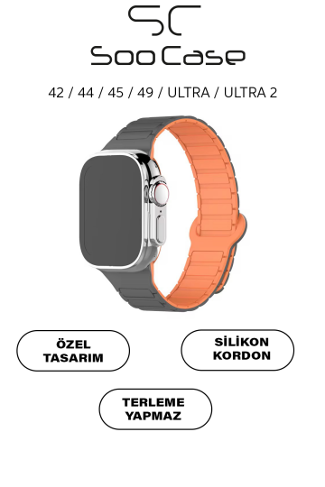 Apple Watch Tüm Serilerle Uyumlu Premium Çift Yönlü Manyetik Silikon Kayış Kordon SOO-104
