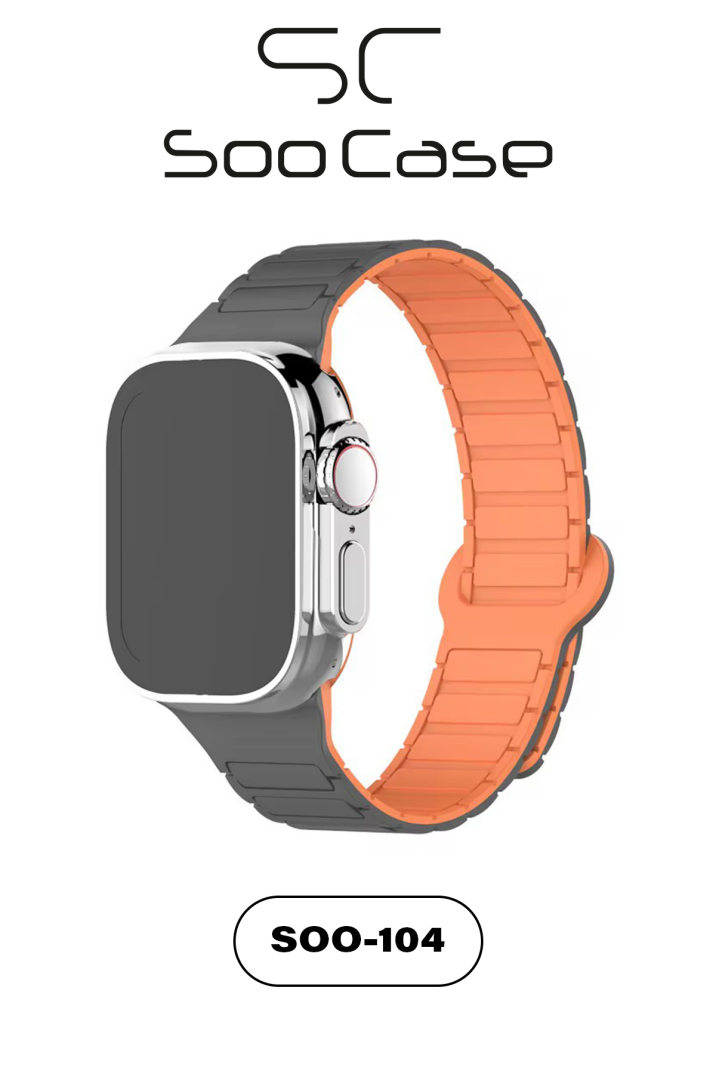 Apple Watch Tüm Serilerle Uyumlu Premium Çift Yönlü Manyetik Silikon Kayış Kordon SOO-104 - 2