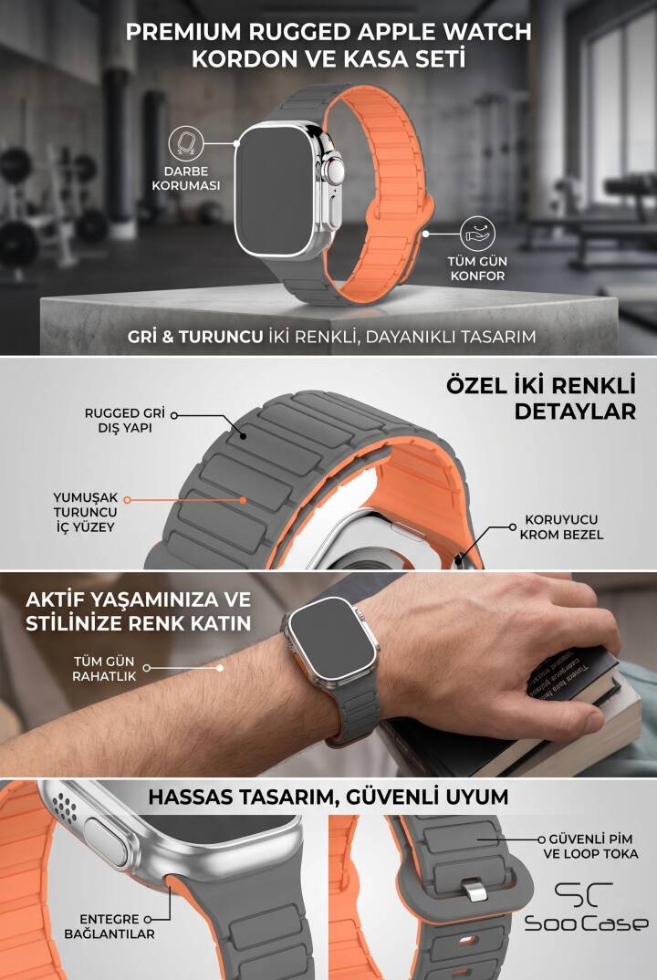 Apple Watch Tüm Serilerle Uyumlu Premium Çift Yönlü Manyetik Silikon Kayış Kordon SOO-104 - 4