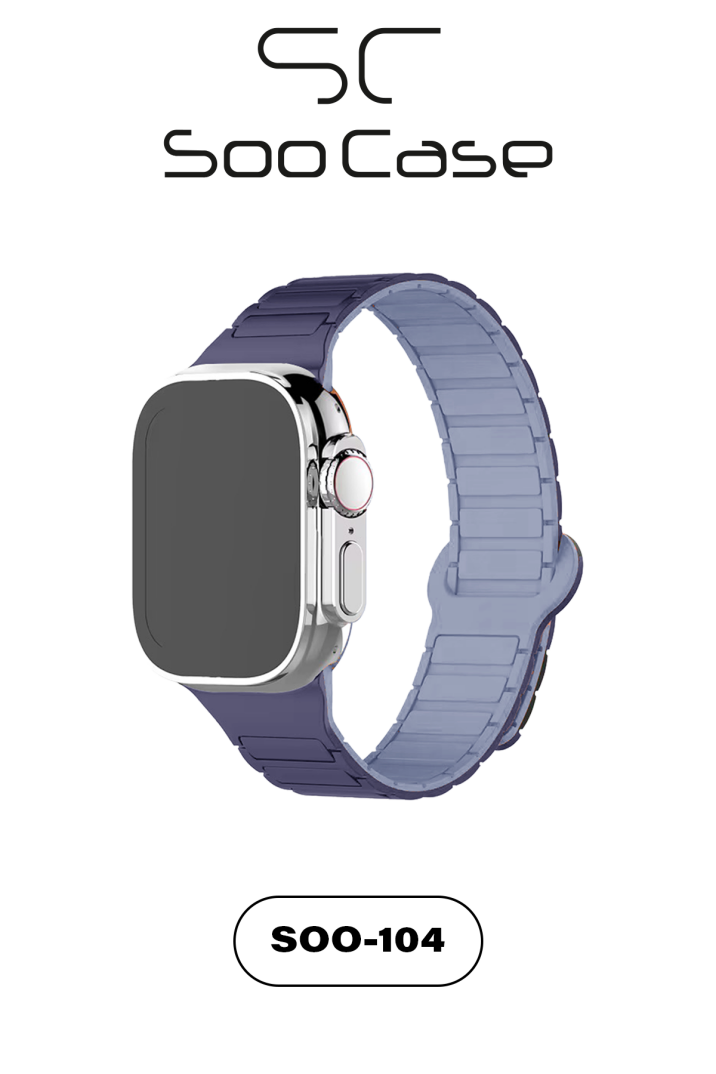 Apple Watch Tüm Serilerle Uyumlu Premium Çift Yönlü Manyetik Silikon Kayış Kordon SOO-104 - 7