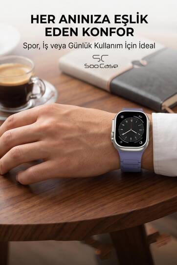 Apple Watch Tüm Serilerle Uyumlu Premium Çift Yönlü Manyetik Silikon Kayış Kordon SOO-104 - 9
