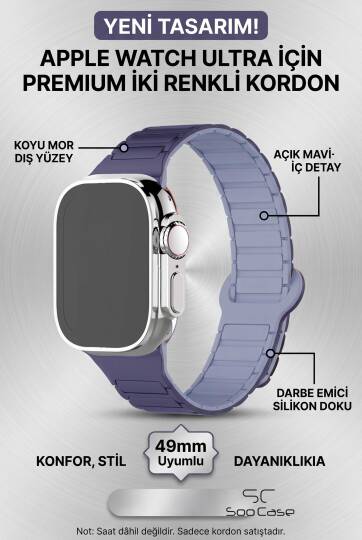 Apple Watch Tüm Serilerle Uyumlu Premium Çift Yönlü Manyetik Silikon Kayış Kordon SOO-104 - 11