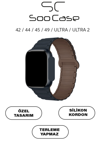 Apple Watch Tüm Serilerle Uyumlu Premium Çift Yönlü Manyetik Silikon Kayış Kordon SOO-104 - 13