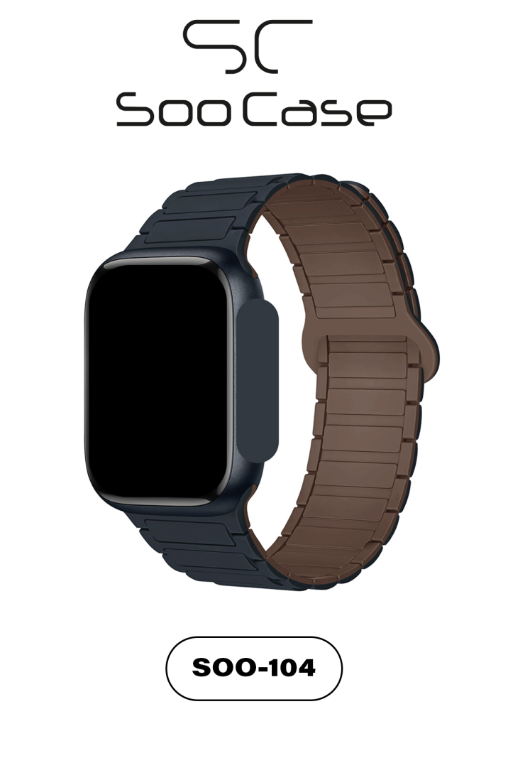 Apple Watch Tüm Serilerle Uyumlu Premium Çift Yönlü Manyetik Silikon Kayış Kordon SOO-104 - 14