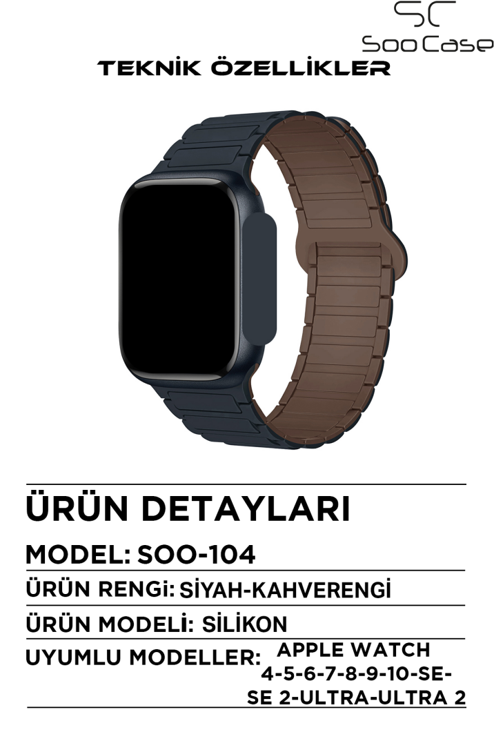 Apple Watch Tüm Serilerle Uyumlu Premium Çift Yönlü Manyetik Silikon Kayış Kordon SOO-104 - 15