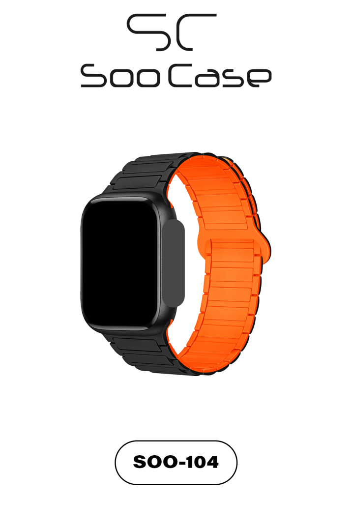Apple Watch Tüm Serilerle Uyumlu Premium Çift Yönlü Manyetik Silikon Kayış Kordon SOO-104 - 19