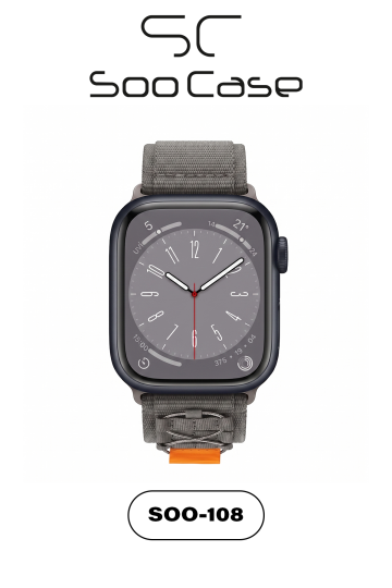 Apple Watch Ultra Uyumlu 49mm / 45mm Taktik Kalın Kumaş Cırt Cırtlı Kordon SOO-108 - 2
