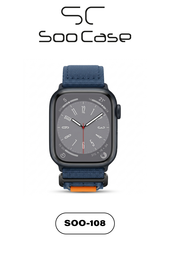 Apple Watch Ultra Uyumlu 49mm / 45mm Taktik Kalın Kumaş Cırt Cırtlı Kordon SOO-108 - 8