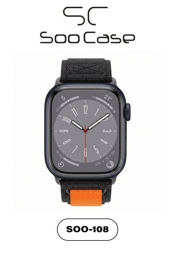 Apple Watch Ultra Uyumlu 49mm / 45mm Taktik Kalın Kumaş Cırt Cırtlı Kordon SOO-108 - 13