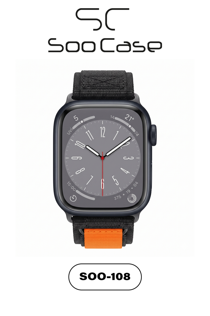 Apple Watch Ultra Uyumlu 49mm / 45mm Taktik Kalın Kumaş Cırt Cırtlı Kordon SOO-108 - 13