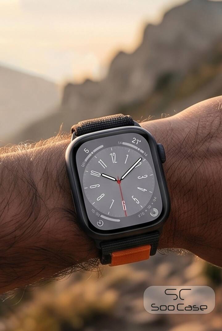 Apple Watch Ultra Uyumlu 49mm / 45mm Taktik Kalın Kumaş Cırt Cırtlı Kordon SOO-108 - 15