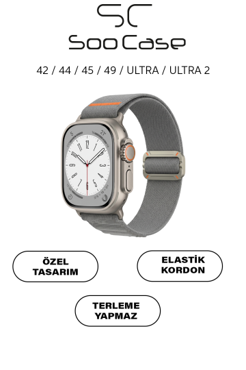 Apple Watch Ultra Uyumlu Titanyum Kancalı Alpine Dokuma Kordon Kayış SOO-110
