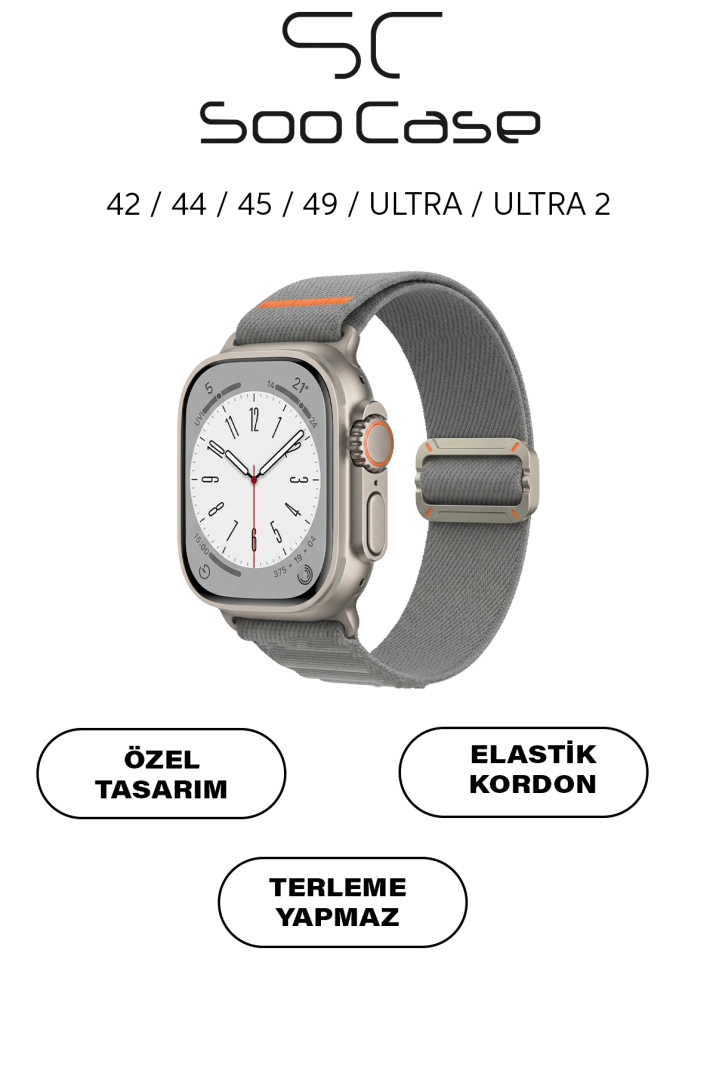 Apple Watch Ultra Uyumlu Titanyum Kancalı Alpine Dokuma Kordon Kayış SOO-110 - 1