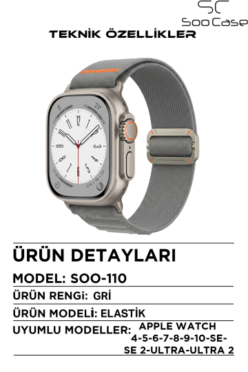 Apple Watch Ultra Uyumlu Titanyum Kancalı Alpine Dokuma Kordon Kayış SOO-110 - 3
