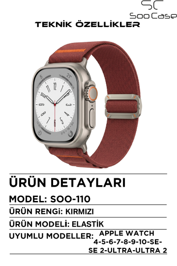 Apple Watch Ultra Uyumlu Titanyum Kancalı Alpine Dokuma Kordon Kayış SOO-110 - 9