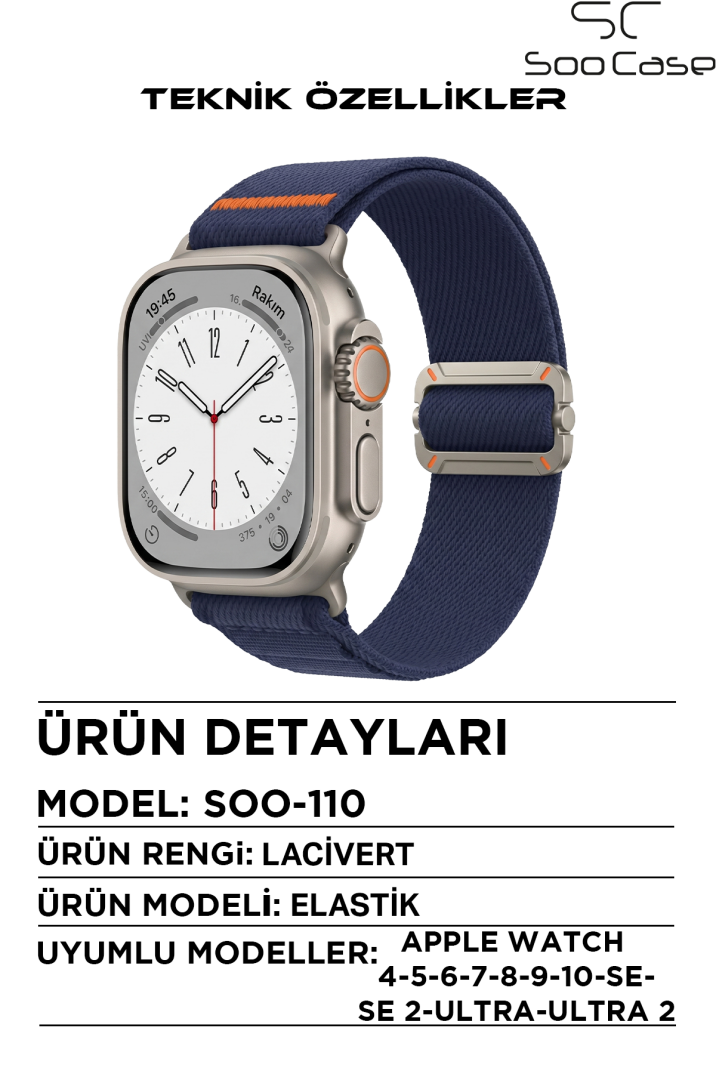 Apple Watch Ultra Uyumlu Titanyum Kancalı Alpine Dokuma Kordon Kayış SOO-110 - 15