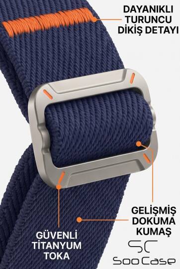 Apple Watch Ultra Uyumlu Titanyum Kancalı Alpine Dokuma Kordon Kayış SOO-110 - 17