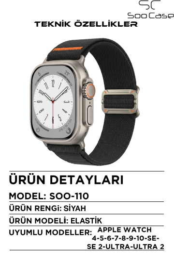 Apple Watch Ultra Uyumlu Titanyum Kancalı Alpine Dokuma Kordon Kayış SOO-110 - 21