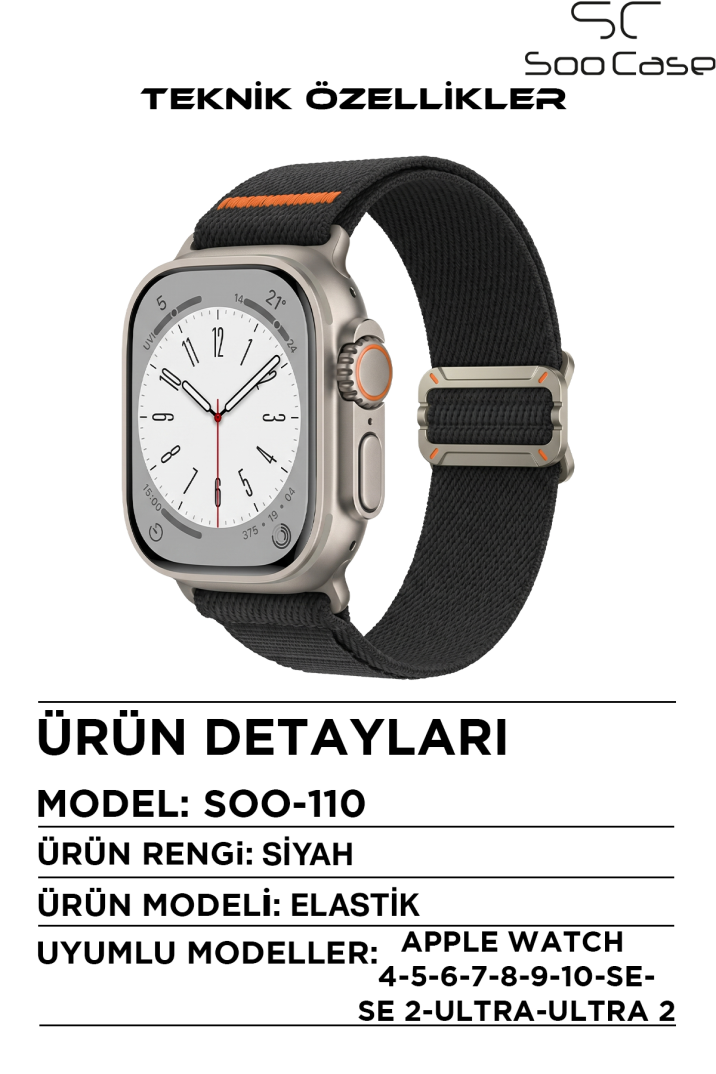 Apple Watch Ultra Uyumlu Titanyum Kancalı Alpine Dokuma Kordon Kayış SOO-110 - 21