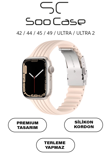 Apple Watch Uyumlu 1/2/3/4/5/6/SE/7/8/9Seri 42/44/45/49MM Klipsli Kordon Kayış Silikon MT36