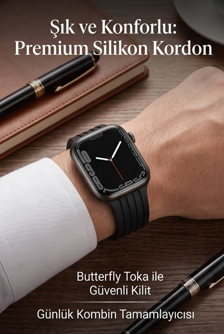 Apple Watch Uyumlu 1/2/3/4/5/6/SE/7/8/9Seri 42/44/45/49MM Klipsli Kordon Kayış Silikon MT36 - 37