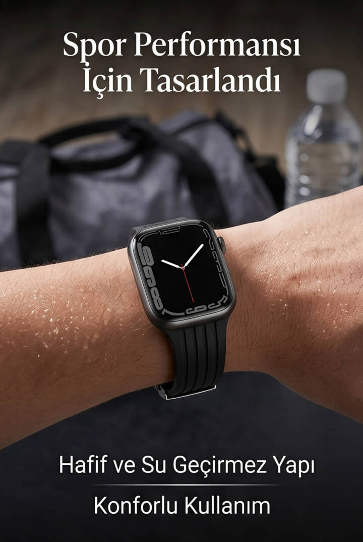 Apple Watch Uyumlu 1/2/3/4/5/6/SE/7/8/9Seri 42/44/45/49MM Klipsli Kordon Kayış Silikon MT36 - 38