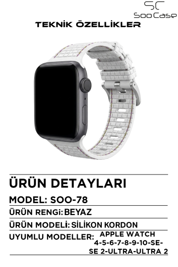 Apple Watch Uyumlu 1/2/3/4/5/6/SE/7/8/9Seri 42/44/45/49MM Kordon Kayış Silikon MT78 - 3