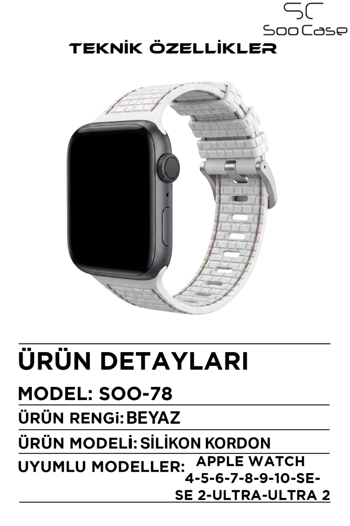 Apple Watch Uyumlu 1/2/3/4/5/6/SE/7/8/9Seri 42/44/45/49MM Kordon Kayış Silikon MT78 - 3