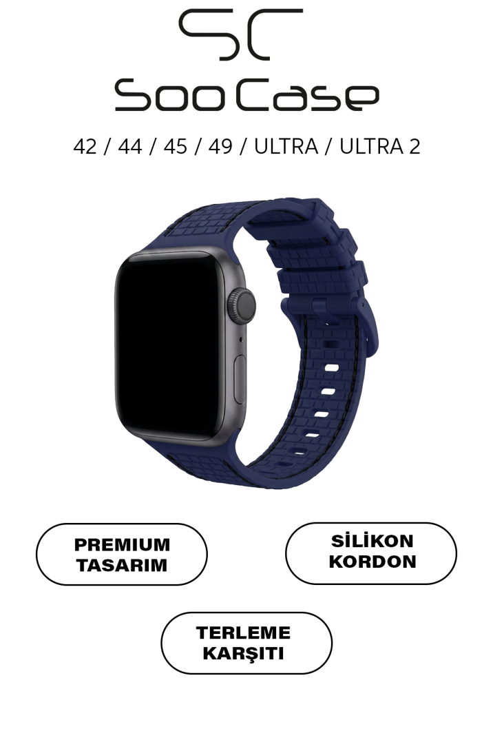 Apple Watch Uyumlu 1/2/3/4/5/6/SE/7/8/9Seri 42/44/45/49MM Kordon Kayış Silikon MT78 - 6