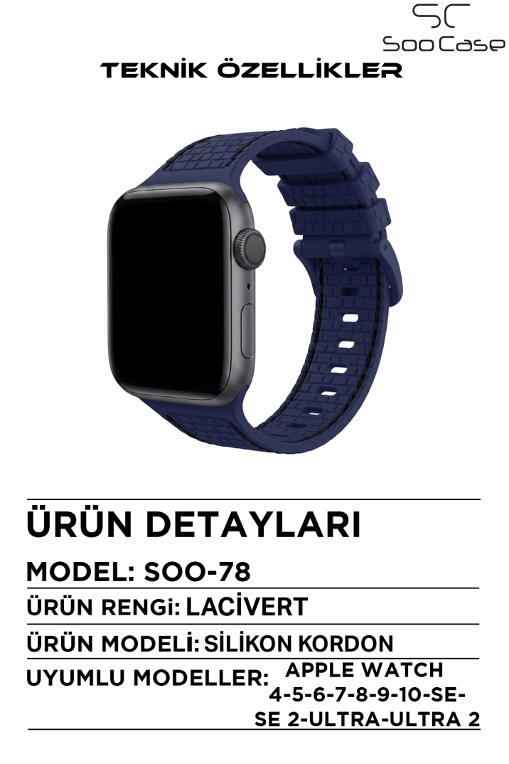 Apple Watch Uyumlu 1/2/3/4/5/6/SE/7/8/9Seri 42/44/45/49MM Kordon Kayış Silikon MT78 - 8