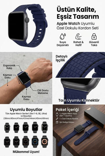 Apple Watch Uyumlu 1/2/3/4/5/6/SE/7/8/9Seri 42/44/45/49MM Kordon Kayış Silikon MT78 - 9