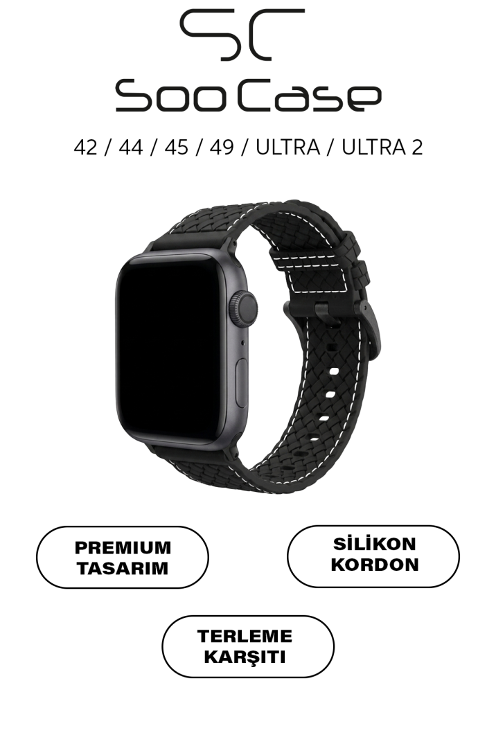 Apple Watch Uyumlu 1/2/3/4/5/6/SE/7/8/9Seri 42/44/45/49MM Kordon Kayış Silikon MT78 - 11