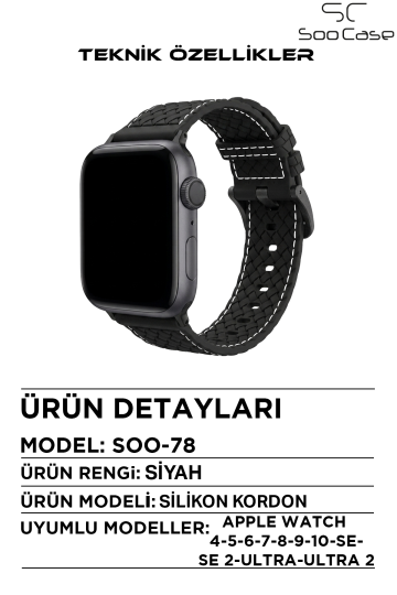 Apple Watch Uyumlu 1/2/3/4/5/6/SE/7/8/9Seri 42/44/45/49MM Kordon Kayış Silikon MT78 - 13