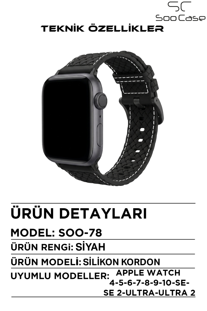 Apple Watch Uyumlu 1/2/3/4/5/6/SE/7/8/9Seri 42/44/45/49MM Kordon Kayış Silikon MT78 - 13