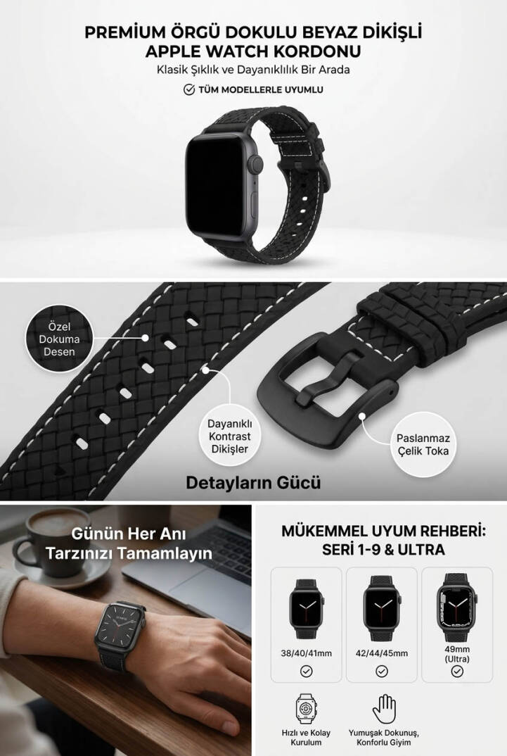 Apple Watch Uyumlu 1/2/3/4/5/6/SE/7/8/9Seri 42/44/45/49MM Kordon Kayış Silikon MT78 - 14