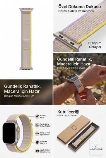Apple Watch Uyumlu Alpine Kumaş Kordon 42-44-45-49 mm SOO-112 - 4