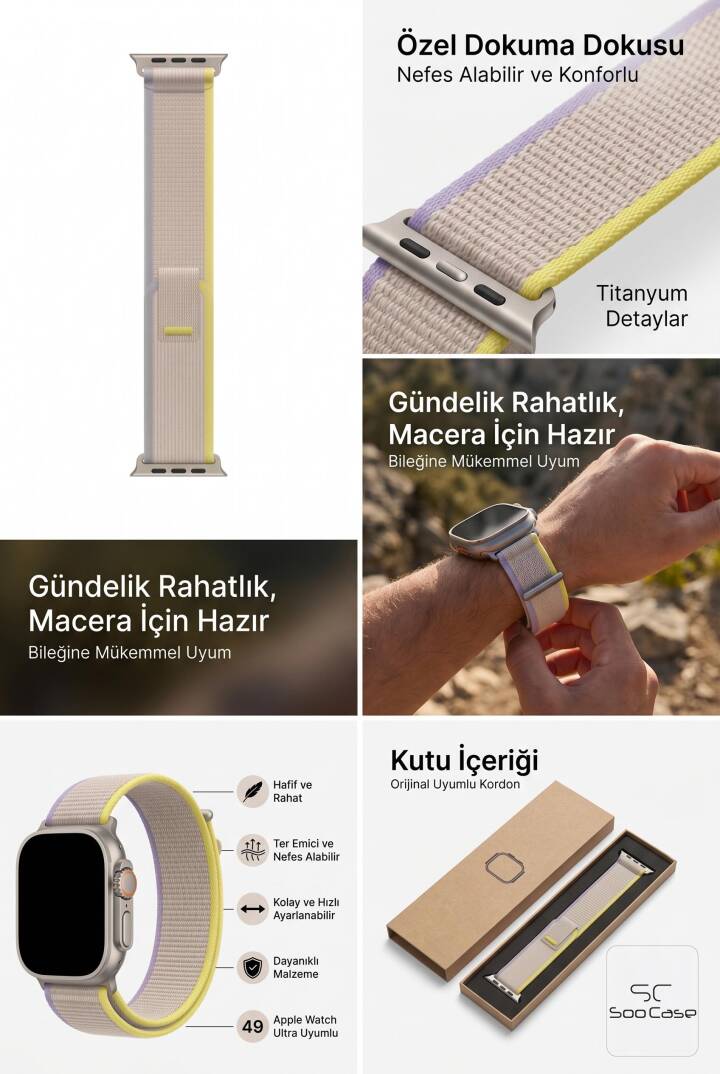 Apple Watch Uyumlu Alpine Kumaş Kordon 42-44-45-49 mm SOO-112 - 4