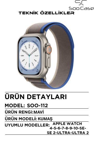 Apple Watch Uyumlu Alpine Kumaş Kordon 42-44-45-49 mm SOO-112 - 10