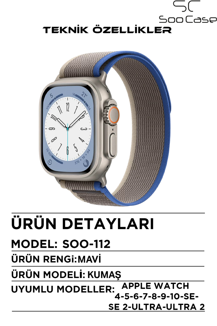 Apple Watch Uyumlu Alpine Kumaş Kordon 42-44-45-49 mm SOO-112 - 10
