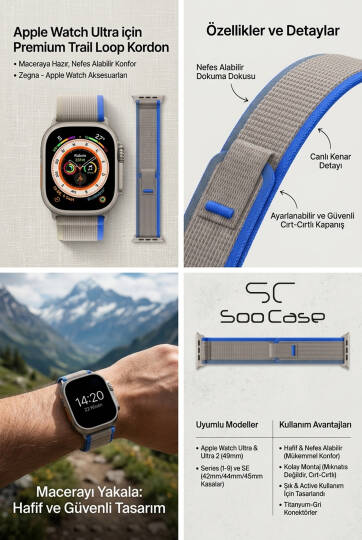 Apple Watch Uyumlu Alpine Kumaş Kordon 42-44-45-49 mm SOO-112 - 11